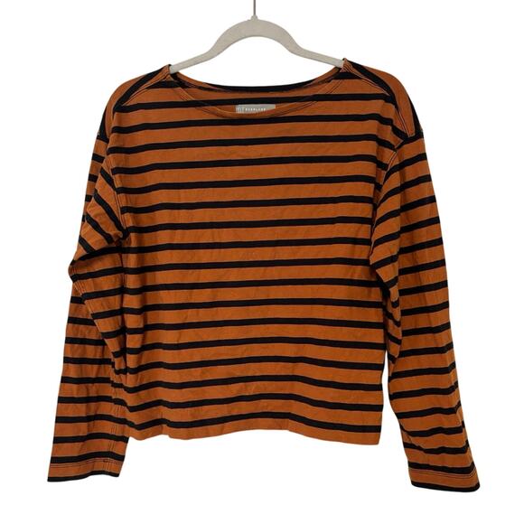 Everlane Tops - Everlane Boatneck Striped Long Sleeve T-Shirt Orange Black Small